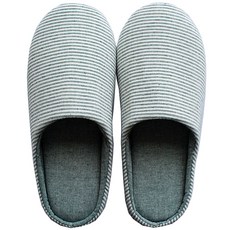 RIVER-GREEN 條紋棉質室內拖鞋, 綠色(男款), 1組