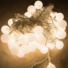 聖誕節黃金乾電池型50顆燈泡, 透明暖光