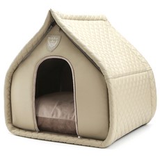 PUPPY ANGEL 奢華絎縫狗屋+墊子, 淺褐色