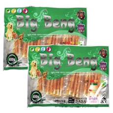 요구르트 사사미 강아지 간식, 치킨스틱껌, 400g, 2개