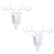 리빙듀오 북유럽 사슴 벽걸이 후크, 화이트, 2개