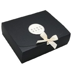 Donna&deco 亮粉長方形盒 中 + 緞帶隨機出貨 + 大圓形手工白色貼紙, 黑色, 5套