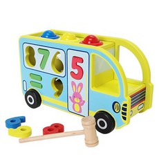 NOVEL LAND 木製數字巴士感官開發錘遊戲, 混色