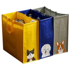 Dailylike 多用途防水購物袋/垃圾分類袋組, 黃色柴犬 +藍色比熊+灰色柯基, 1組