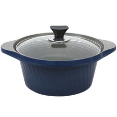 LIVING ON 石頭塗層陶瓷雙耳湯鍋, 24cm, 海軍藍