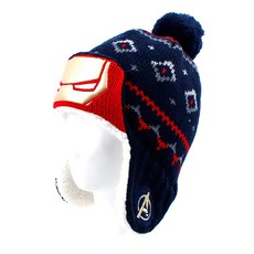 WINGHOUSE 男童鋼鐵人印花毛球造型護耳帽 MV0231