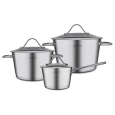 Bellakuzin 小號鍋 3 件套, 單色, 單柄湯鍋(附鍋蓋)16cm+雙耳湯鍋(附鍋蓋)20cm+雙耳湯鍋(附鍋蓋)24cm