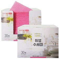 롯데이라이프 한장씩 뜯어쓰는 일회용 위생 수세미, 30개, 2개
