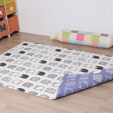 아기노리 프리미엄 양면 유아 놀이방매트, 리틀쉽 화이트 + 블루