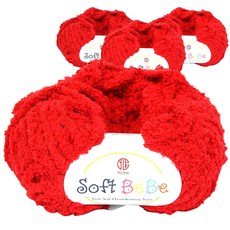 YEONIL Soft BeBe Yeonil纖維 超細纖維編織線, 11 紅色, 4個