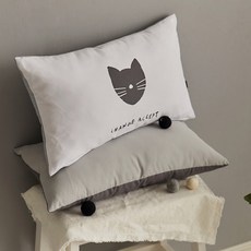 shez Home DTP微型動物印花枕芯枕套, 白色拿鐵貓款