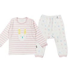 Dong mulone 兒童40支棉條紋兔子圖案居家服套裝