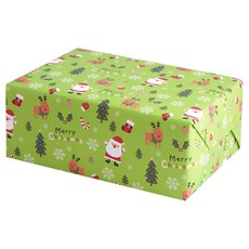 아이엔엠엔피 패턴 디자인 산타 포장지, 그린, 10매입