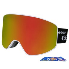 cerjo 滑雪鏡 + 小袋 RS903WR, 紅雷沃+白
