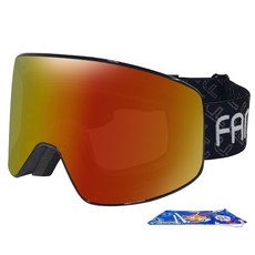 FANTON 滑雪板護目鏡 RS906BR + 鏡面鏡眼鏡瓶護目鏡袋, 護目鏡（紅色 Revo 鏡 + 黑色）