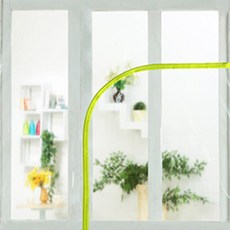 ALTTEURI 窗戶用防風塑膠布 2入 + 雙面膠帶 + 頂部蕾絲, 綠色拉鍊