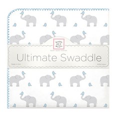 SwaddleDesigns 棉質印花毯, 動物款(藍色)