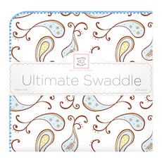 SwaddleDesigns 棉質印花毯, Blue Paisley