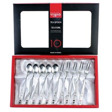 키친플라워 나비꽃레이저 티스푼포크 세트 ES3528, 1세트, 티스푼 5p + 포크 5p + 케이스