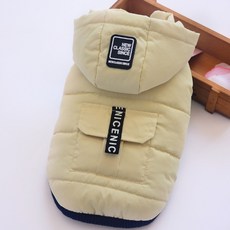 寵物冬季可拆帽鋪棉背心, 淺褐色的