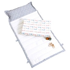 Coney Island 四季午睡棉被睡墊棉質枕芯組+防水收納袋(隨機出貨), 象牙白復古長頸鹿款