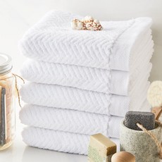 SOFT TOUCH 人字紋毛巾 170g, 現代白, 5個