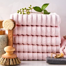 SOFT TOUCH Daily Pure 毛巾 115g 30支棉紗, 5個, 粉紅色