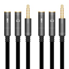 Kalron 4極耳機麥克風轉換Y型線, APC-A09, 黑銀色