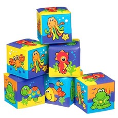 playgro 培高 洗澡玩具軟積木 6塊, 混色