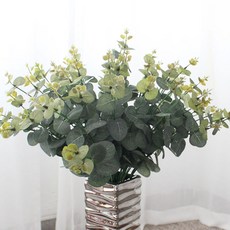 Black&White 室內設計人造裝飾品尤加利葉束, 綠色
