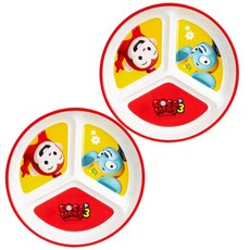 모던하우스 코코몽3 원형나눔 3칸 접시, 혼합 색상, 2개