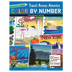 Color by Number Travel Across America Coloring Book: 55 Fun State & National Park Stamps, C & T Pub