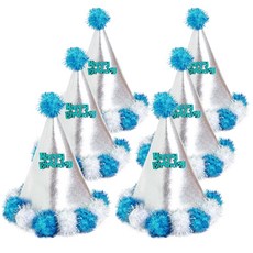 派對方迷你棉花球高頂帽, 藍色, 6件