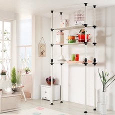 하우스데이 원터치 다용도 폭조절 3단선반 4기둥, 아이보리 함마톤