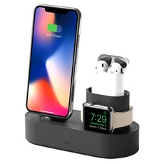 엘라고 아이폰 에어팟 애플워치 3 in 1 충전스탠드, 다크그레이, 1개