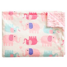 HANEE 雙層超細纖維嬰兒毯 120*75cm, 粉色大象款