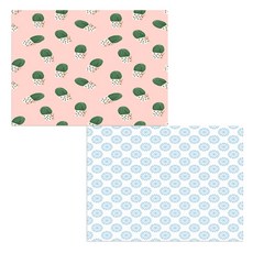 Bellamusic 矽膠餐墊 藍色花朵圖案 + 小仙人掌, 混合顏色, 385 x 285 mm, 1個