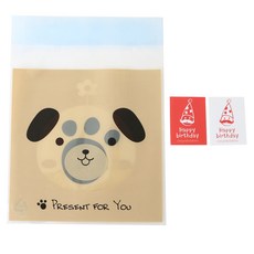 Hwangssinaedosirak 自黏動物包裝袋 狗狗 30入 + 尖頂生日帽 方形 30入, 1套
