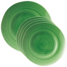 Oda-Pottery Kusime 自助餐盤 5 件套綠色, 1套, 盤子34cm+16cm 4p