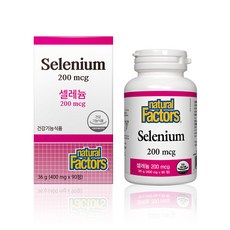 natural Factors 200 微克硒補充劑, 90顆, 1盒