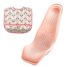 알프레미오 수유시트 + 순면 방수 유아용턱받이 연핑크 잎사귀, 라이트코랄(매쉬 + 면), 1세트