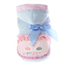 ECODY 蝴蝶結拼色寵物連帽T恤, 藍色