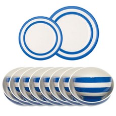 CORNISHWARE 湯碗+飯碗+盤韓式餐具8件套 藍色, 湯碗 8p + 飯碗 8p + 側盤 + 早餐盤