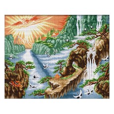 ZKF 十字繡 DIY 套組陽光和瀑布, 混色, 1套