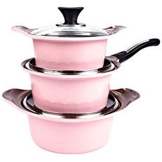 Kitchen-Art 鍋具 3款, 單色, 雙柄鍋16cm+單柄鍋18cm+雙柄鍋20cm