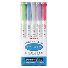 ZEBRA 斑馬牌 MILDLINER 螢光筆, 紫色,紅色,灰色,綠色,深藍色, 5個