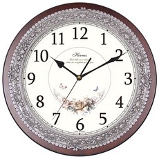 Haruahome Korea 靜音玫瑰拱形 311R 掛鐘, 棕色