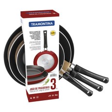 [쿠팡수입] 트라몬티나 첼시 프라이팬 3개, 레드, 20cm + 26cm + 30cm