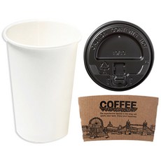 오리진티앤디 무지 13온스 종이컵 + 블랙뚜껑 + 홀더, 100개입, 1세트