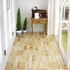 MINMI 扁柏木組合式地板 主體10片+收邊材料8個, 原木, 1個